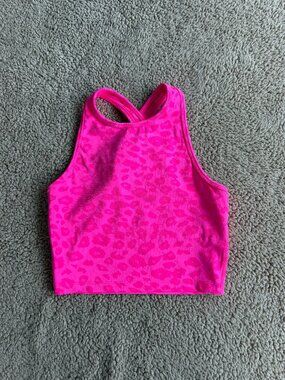 Beyond Yoga Studio Cropped Tank Electric Pink Leopard Medium